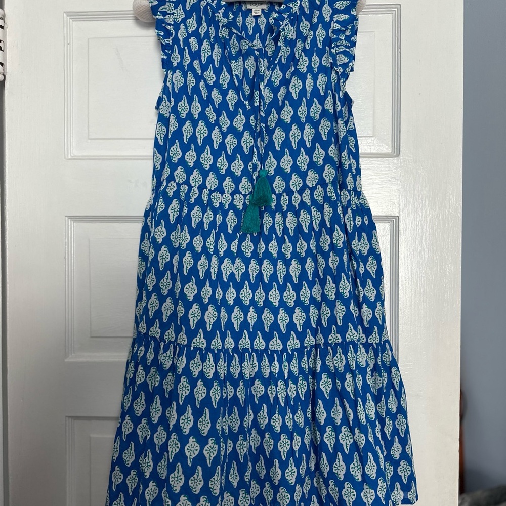 J. Crew Blue and White Flutter Sleeve Sundress